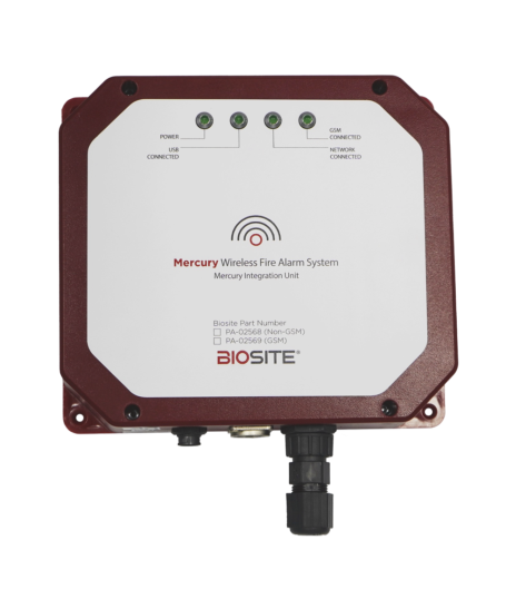 Système de moniteur à distance avec indicateurs LED et connecteur en bas.
